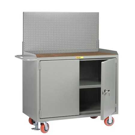 Little Giant Mobile Bench Cabinets, 36"W, Center Shelf, 1/4" Hardboard, Pegboard MH3-2D-2436FLPB